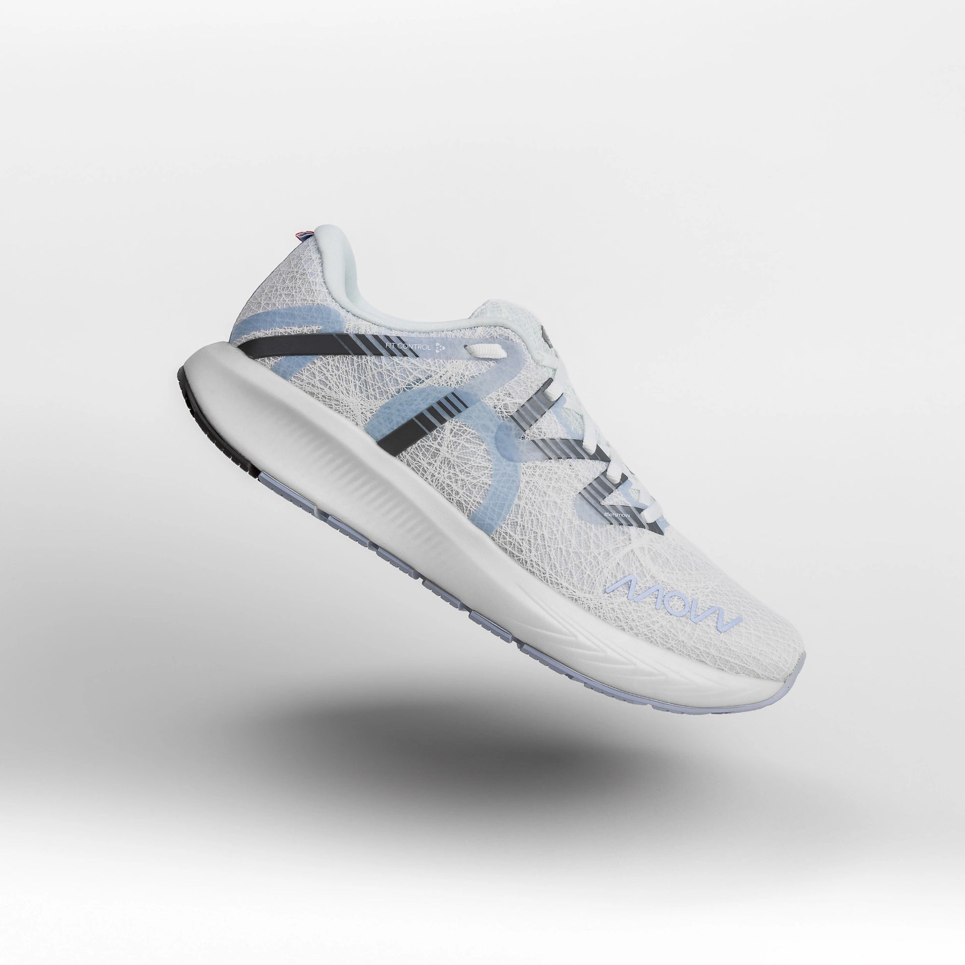 MOVV NOSTARA Herren Cloudy Schuh, Seitenansicht, hellgrau mit schlankem Design